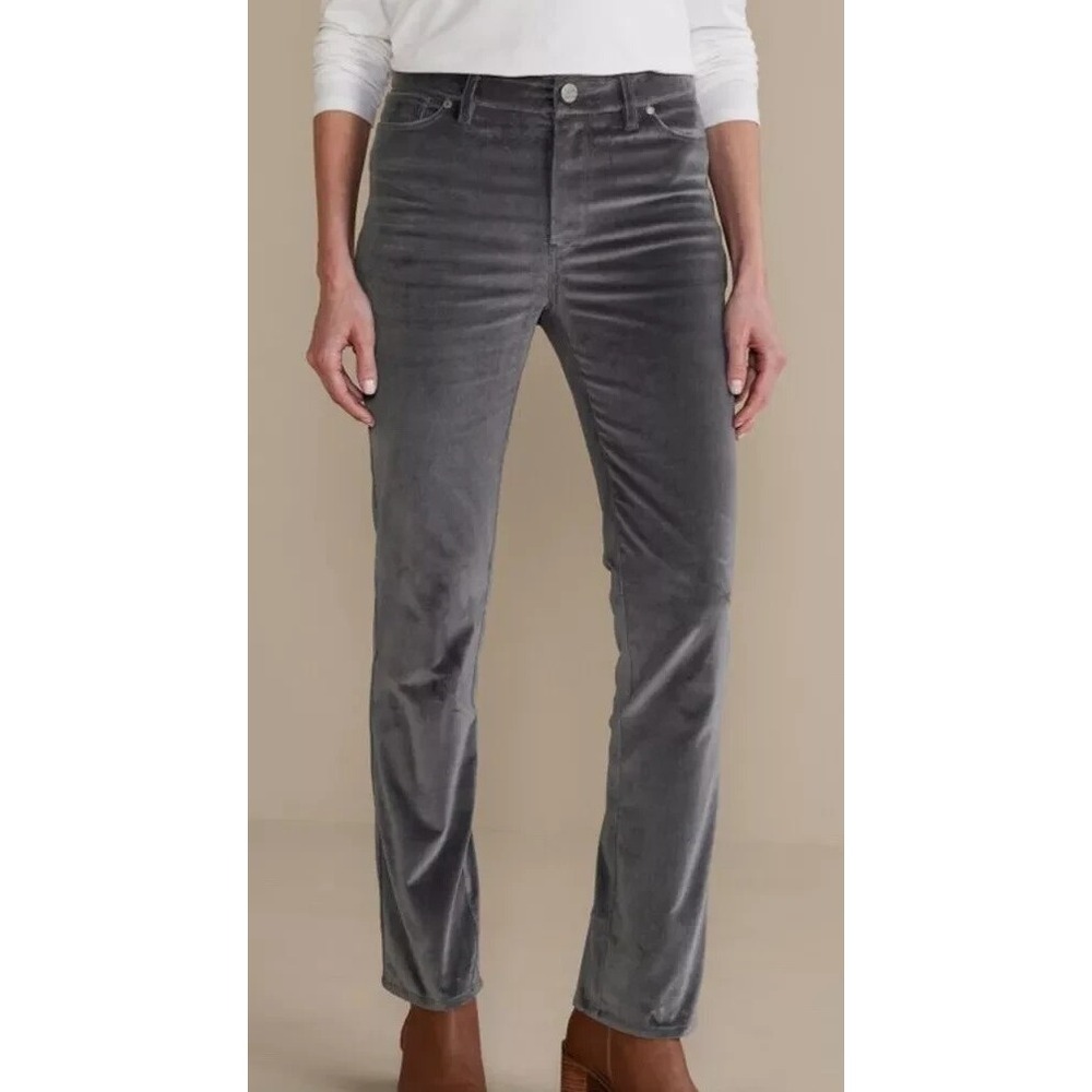 Soft Surroundings Velvet Pants Women 12 Grey Stretch Luxe Comfort Soft Girl